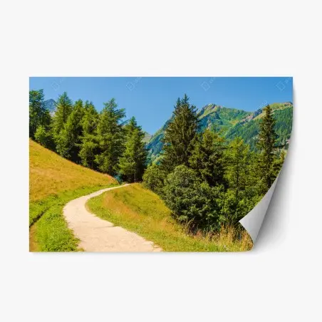 Repositionable sticker Swiss Alps summer mountain trail • Wallissimo®