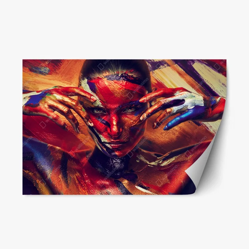 Repositionable sticker mysterious painted portrait