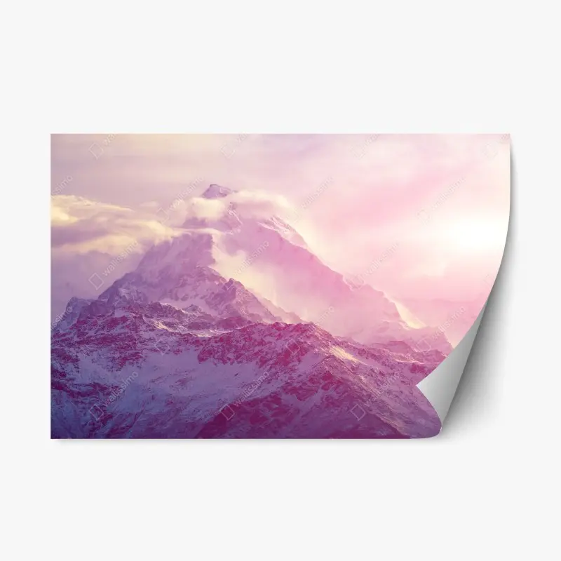 Repositionable sticker pastel alpine sunrise mountain landscape