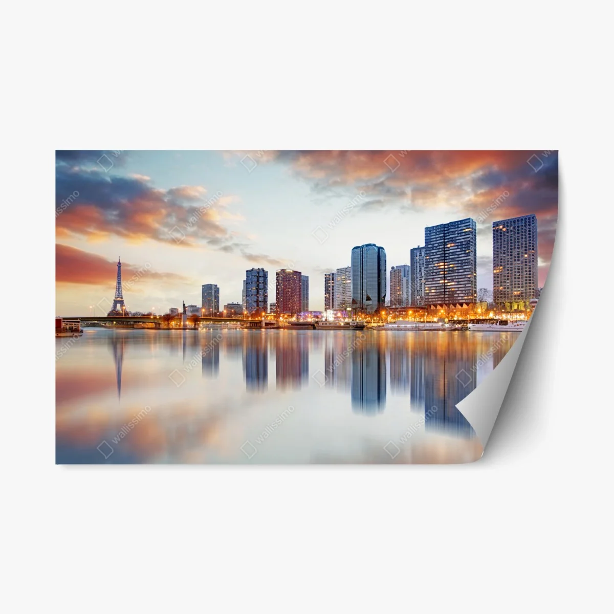 Repositionable sticker Paris skyline at sunset with Eiffel Tower • Wallissimo® Repositionable sticker Paris skyline at sunset with Eiffel Tower • Wallissimo®