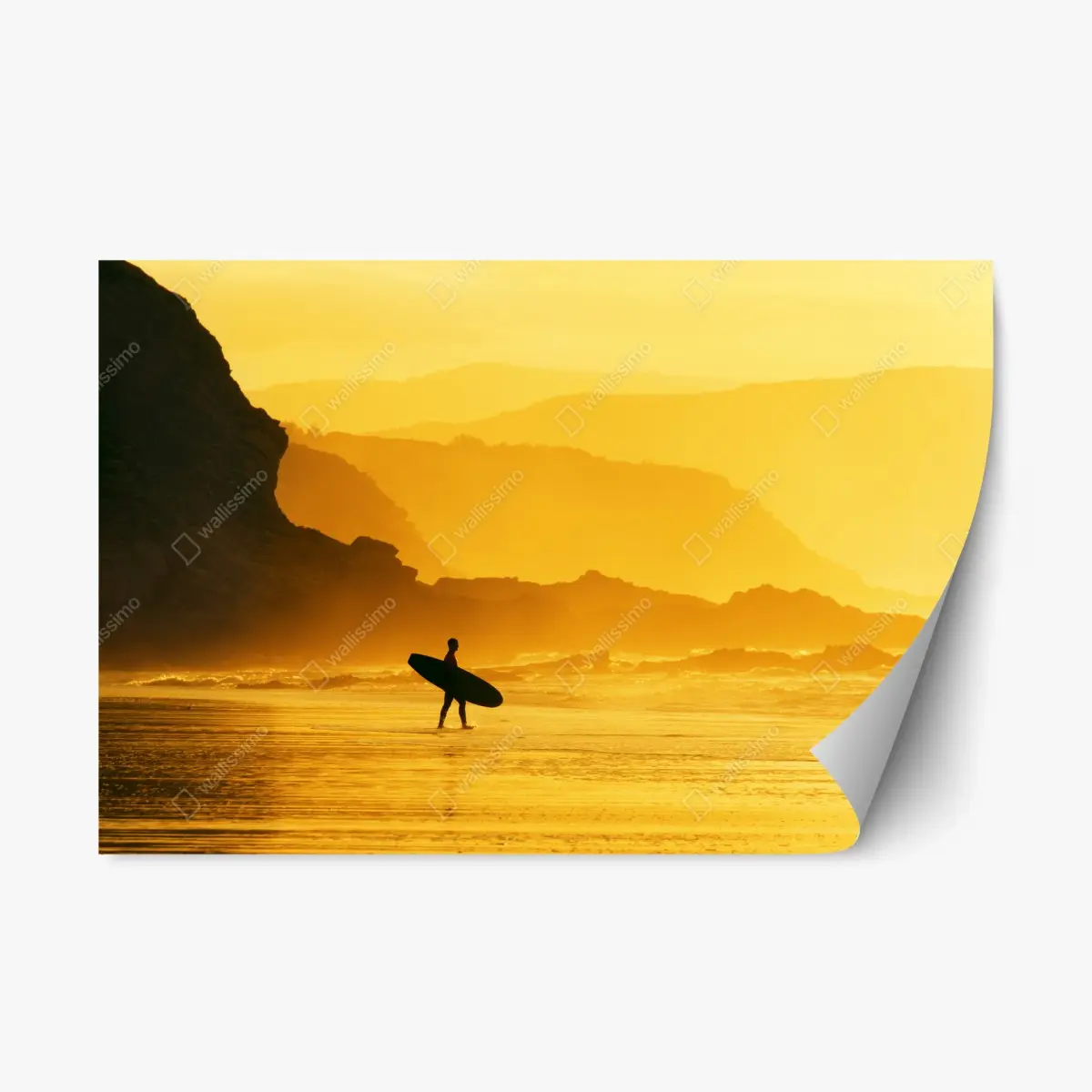 Repositionable sticker surfer at golden sunset • Wallissimo® Repositionable sticker surfer at golden sunset • Wallissimo®