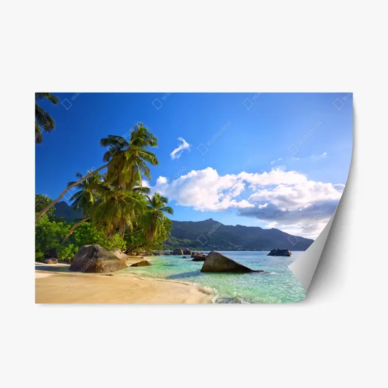 Repositionable sticker soft turquoise leaf pattern • Wallissimo®