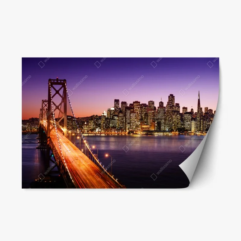 Repositionable sticker San Francisco skyline at sunset