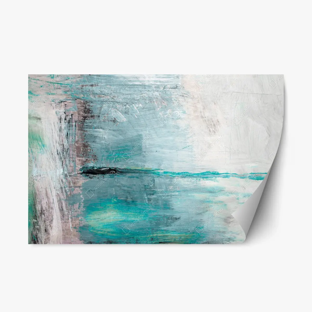 Repositionable sticker serene turquoise abstract seascape • Wallissimo® Repositionable sticker serene turquoise abstract seascape • Wallissimo®