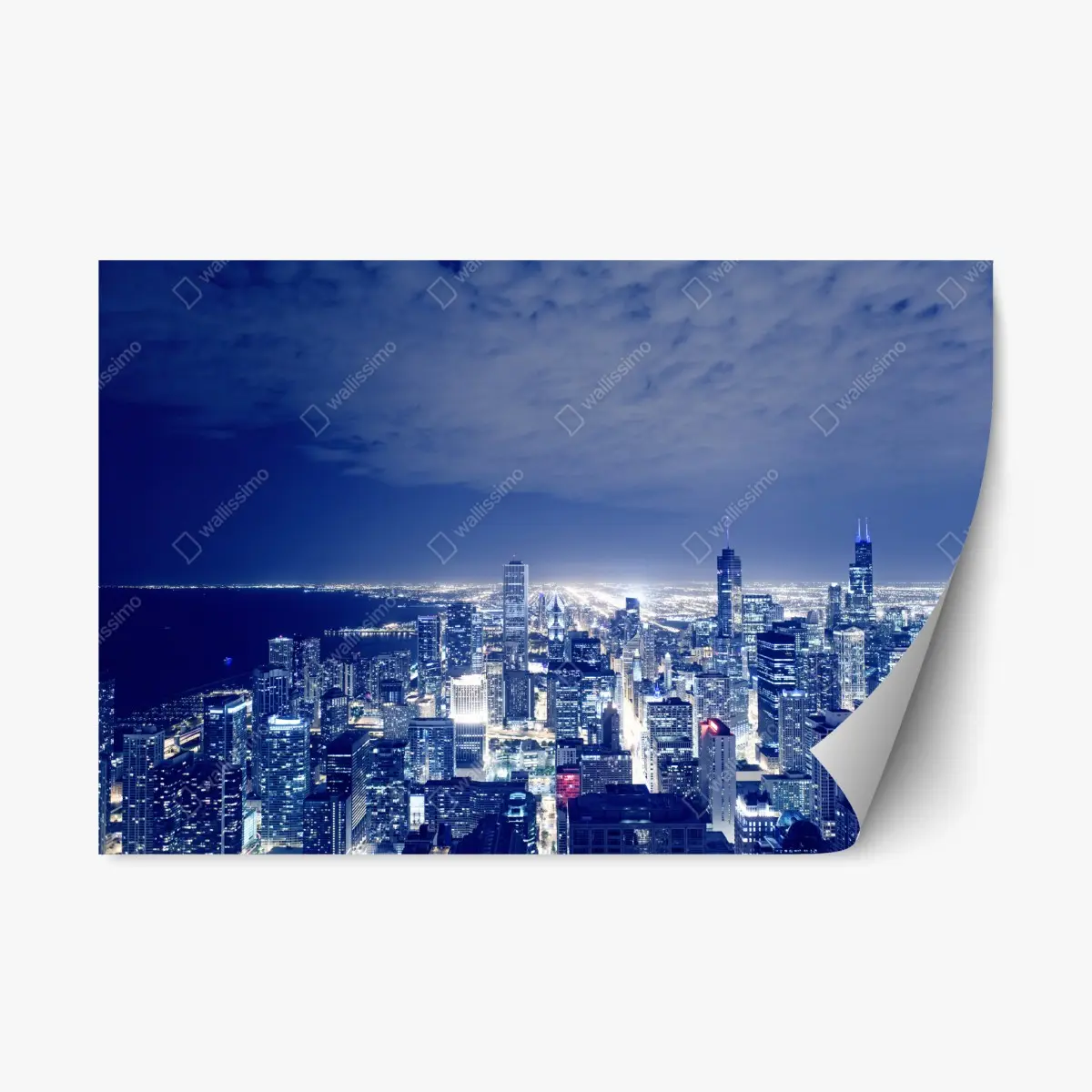 Repositionable sticker Chicago night skyline panorama • Wallissimo® Repositionable sticker Chicago night skyline panorama • Wallissimo®