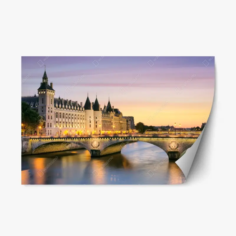Repositionable sticker Paris sunset over the historic bridge
