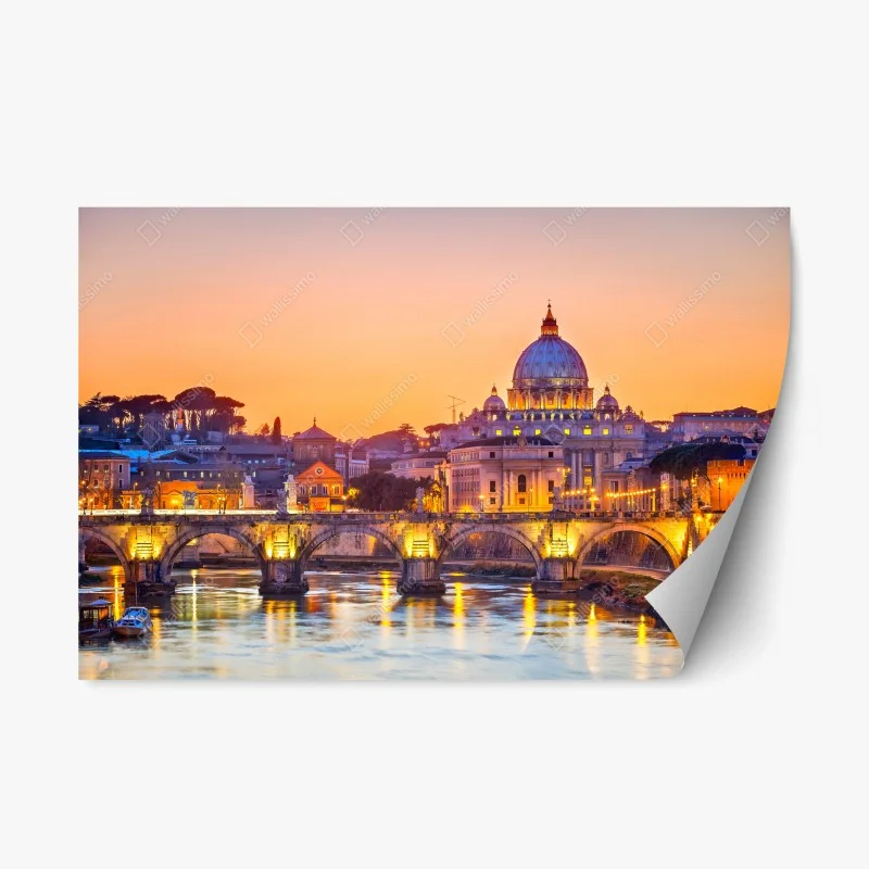 Repositionable sticker sunset over St. Peter's and the Tiber