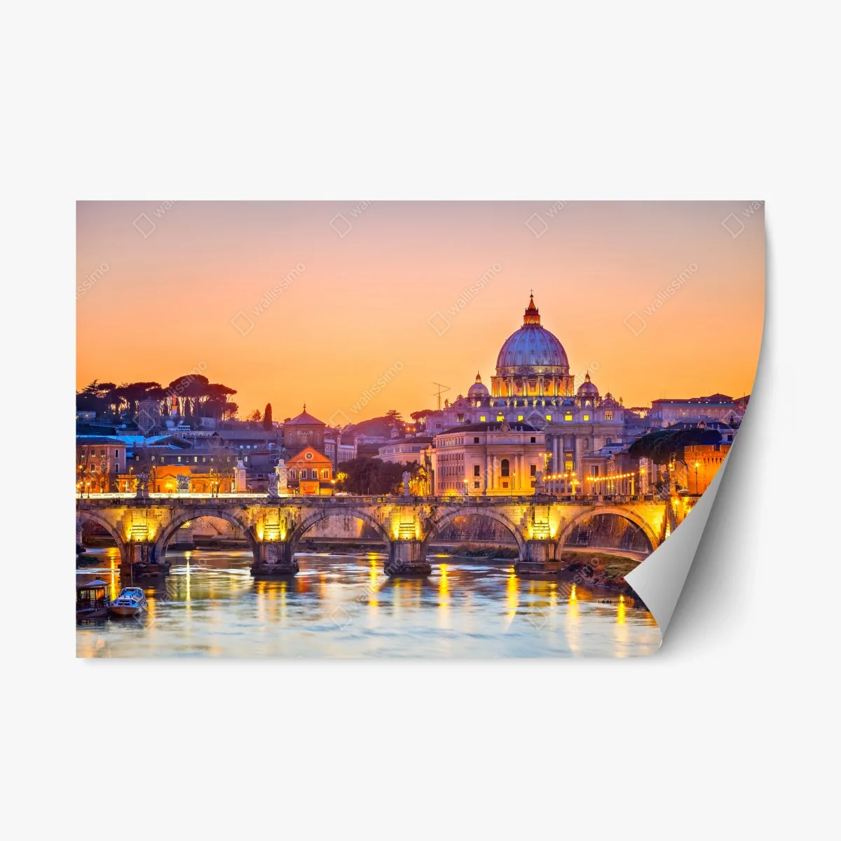 Repositionable sticker sunset over St. Peter's and the Tiber ⁕ Wallissimo® Repositionable sticker sunset over St. Peter's and the Tiber ⁕ Wallissimo®
