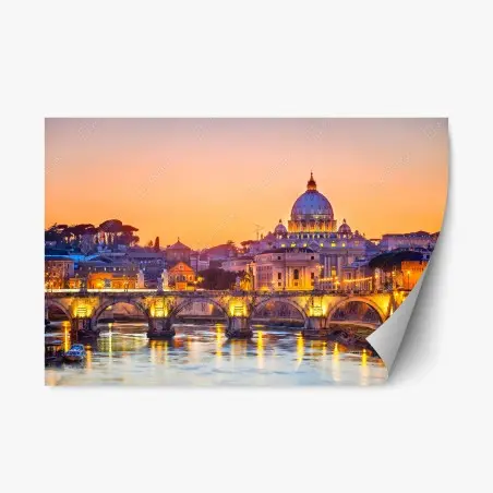 Repositionable sticker sunset over St. Peter's and the Tiber • Wallissimo®