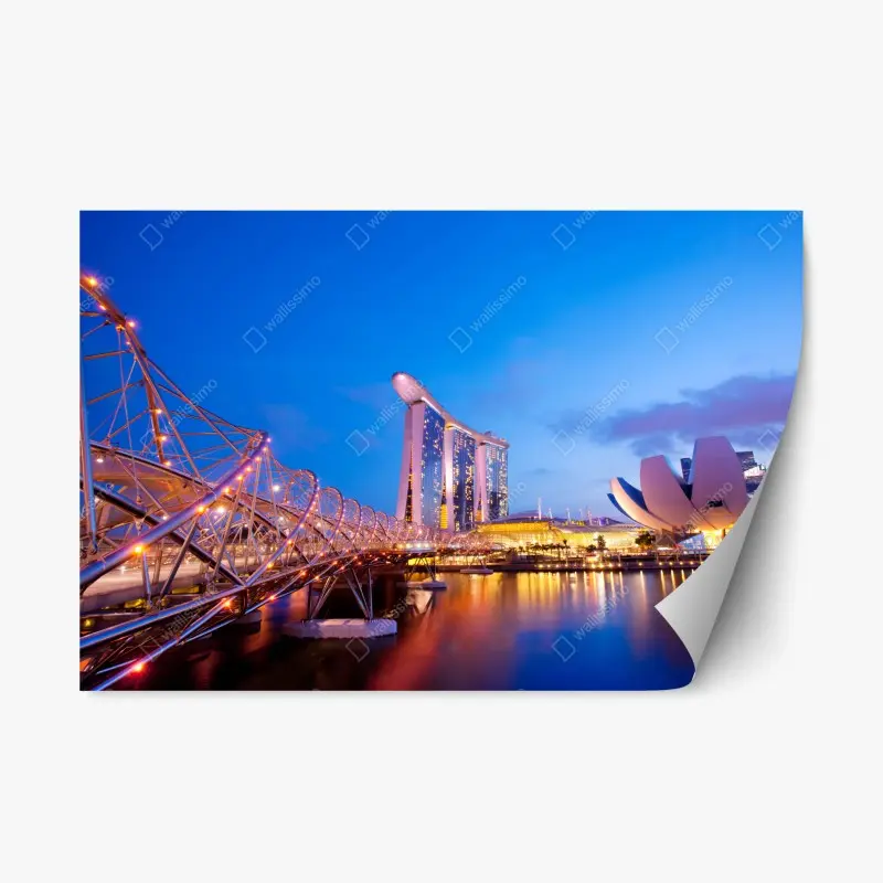 Repositionable sticker Marina Bay cityscape at dusk