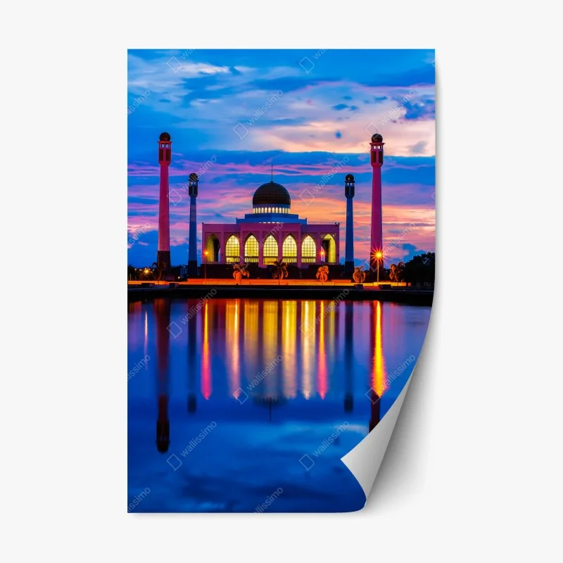 Repositionable sticker sunset at Central Mosque, Songkhla