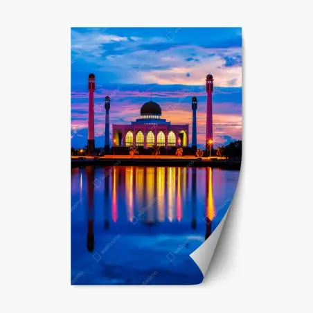 Repositionable sticker sunset at Central Mosque, Songkhla • Wallissimo®