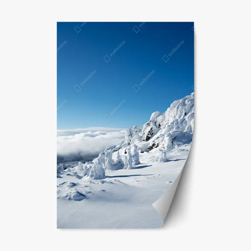 Repositionable sticker serene snowy mountain landscape