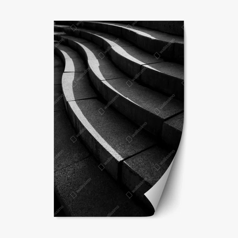 Repositionable sticker curved concrete staircase in shadow