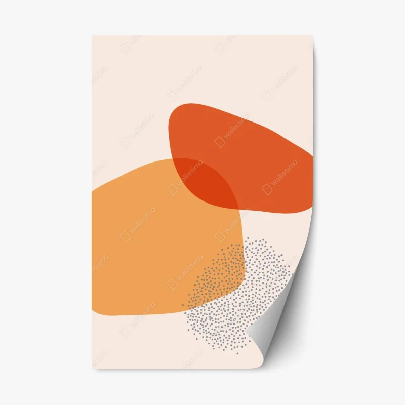 Repositionable sticker warm abstract shapes composition