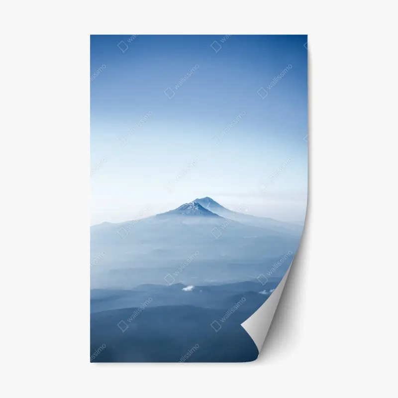Repositionable sticker misty blue mountain peaks