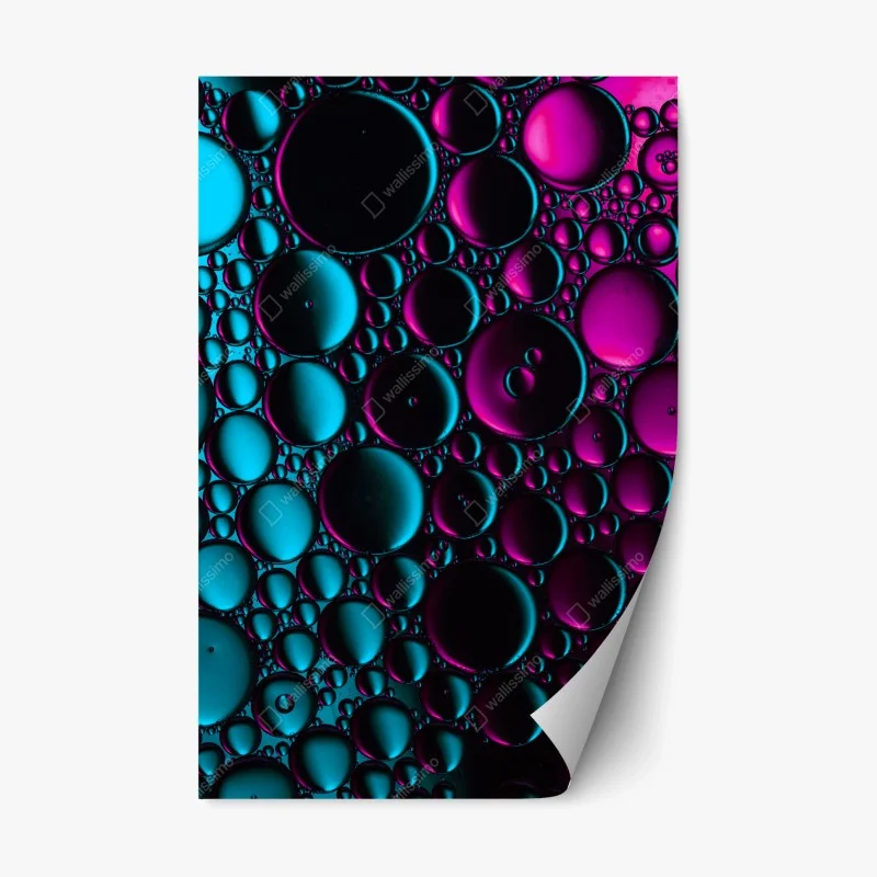 Repositionable sticker turquoise and magenta bubble pattern