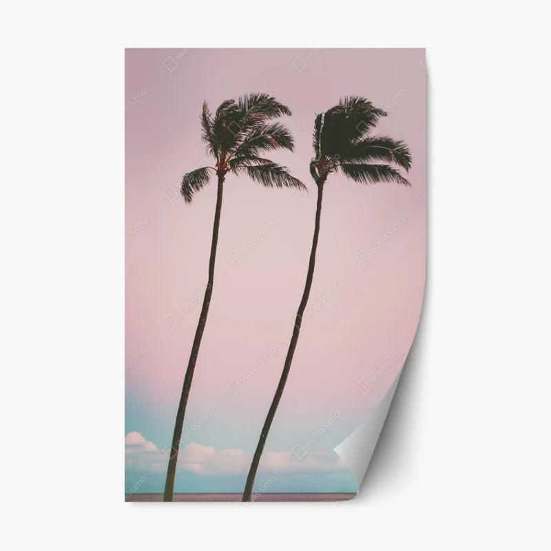 Repositionable sticker pastel palms at dusk
