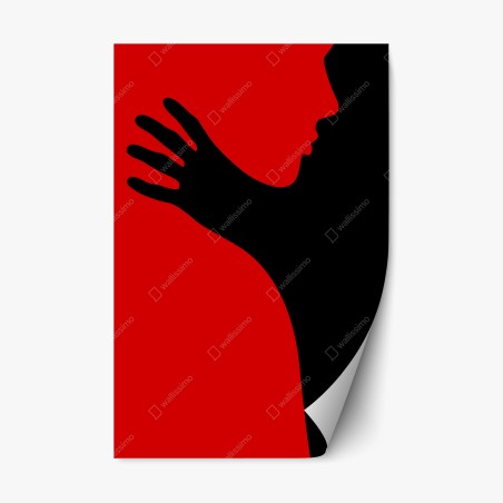 Repositionable sticker bold red silhouette embrace • Wallissimo®