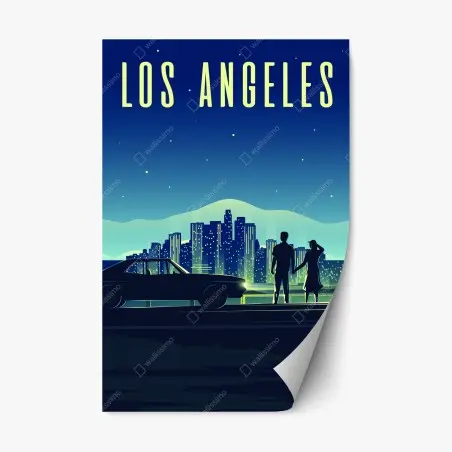 Repositionable sticker Los Angeles night skyline • Wallissimo®
