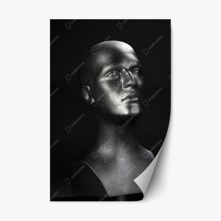 Repositionable sticker black mannequin bust portrait • Wallissimo®