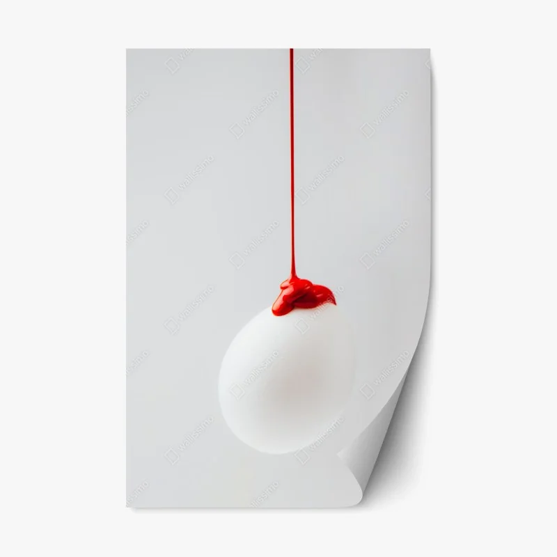 Repositionable sticker red paint drip on white egg