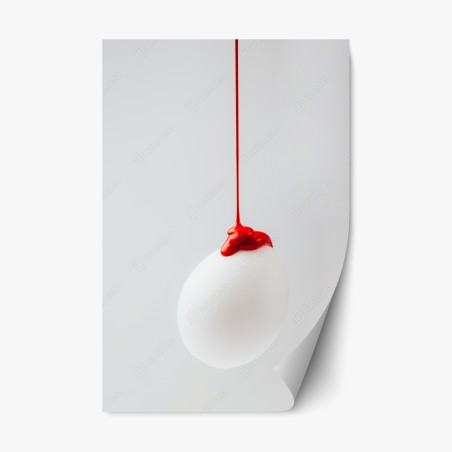 Repositionable sticker red paint drip on white egg • Wallissimo®