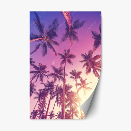 Repositionable sticker tropical palms at sunset • Wallissimo®