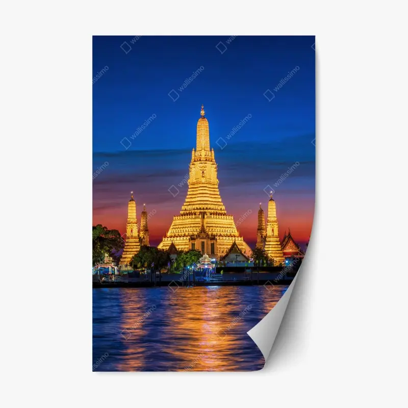 Repositionable sticker golden Wat Arun at dusk