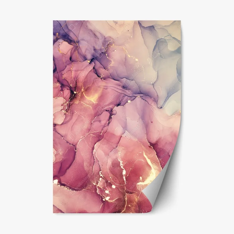 Repositionable sticker ethereal purple marble abstract