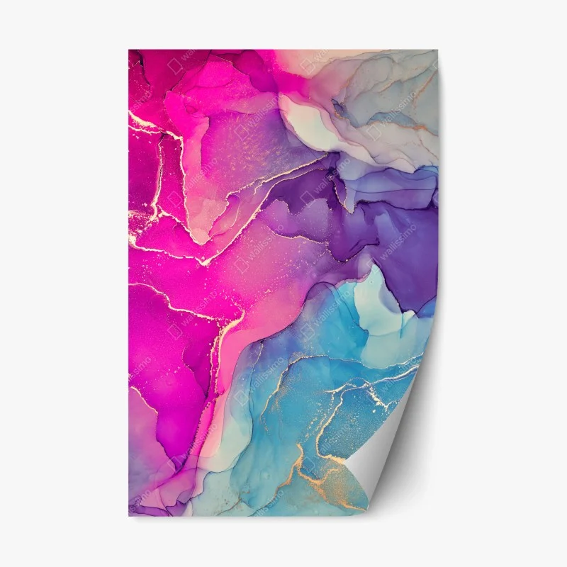 Repositionable sticker vibrant marble alcohol ink composition