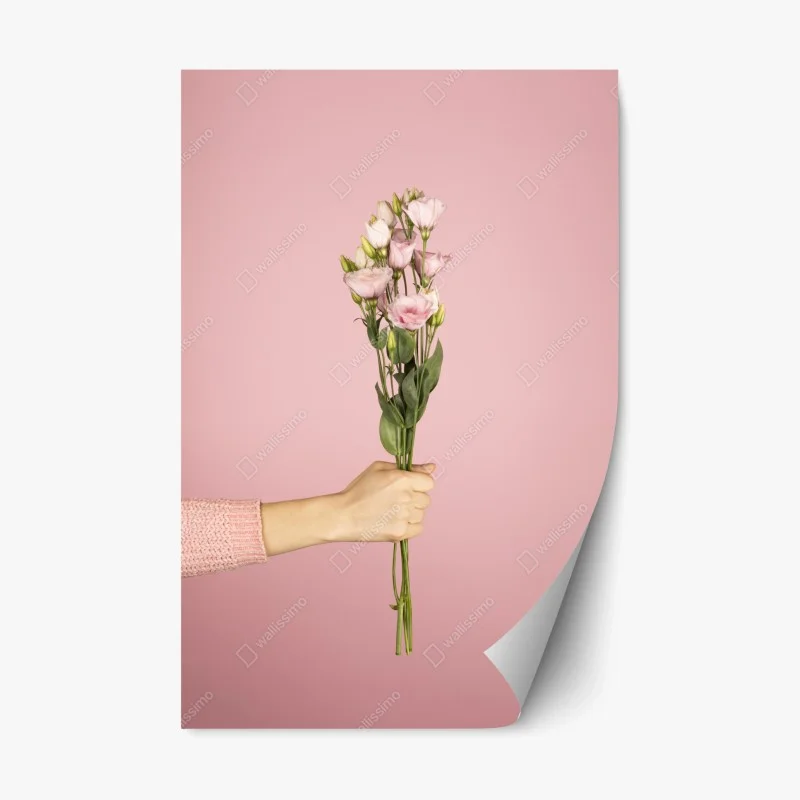 Repositionable sticker delicate pink lisianthus bouquet