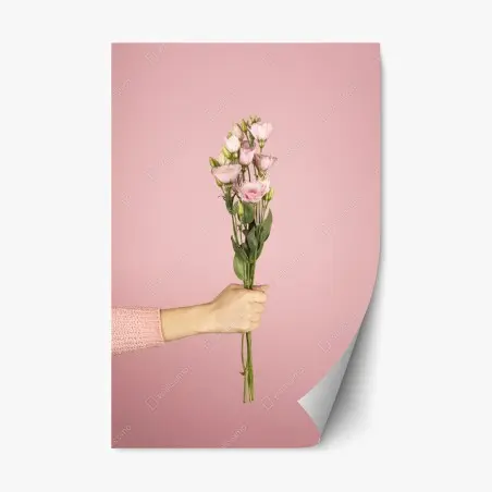 Repositionable sticker delicate pink lisianthus bouquet • Wallissimo®