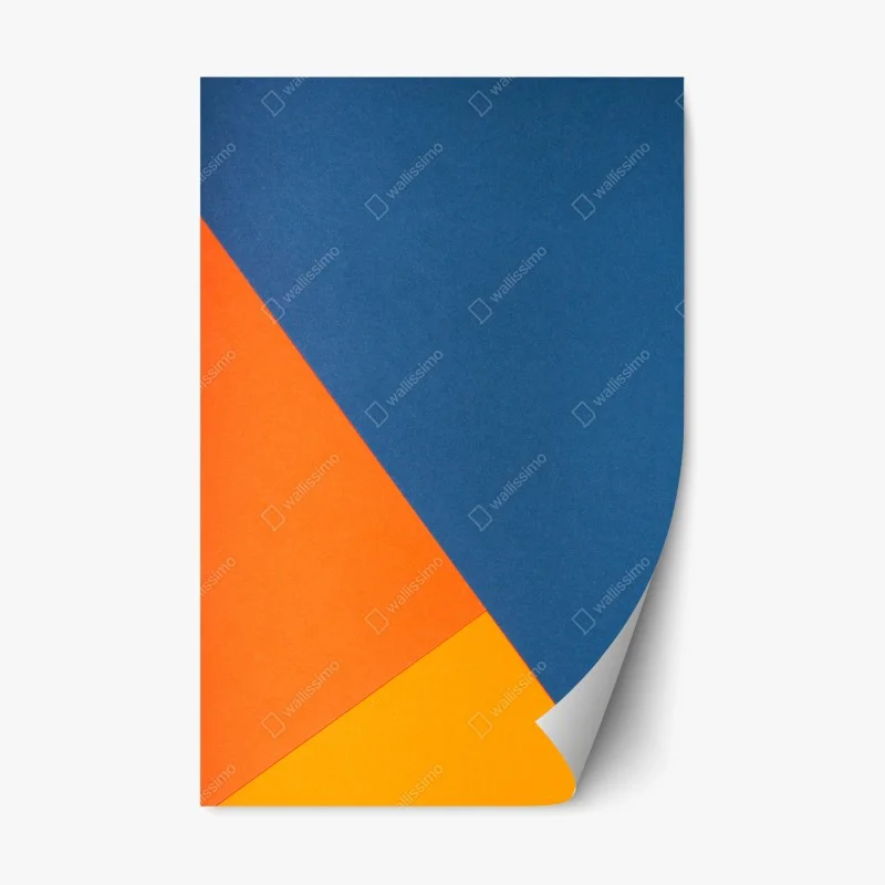 Repositionable sticker bold geometric composition in blue and orange