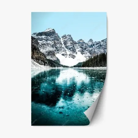 Repositionable sticker icy turquoise lake reflection • Wallissimo®