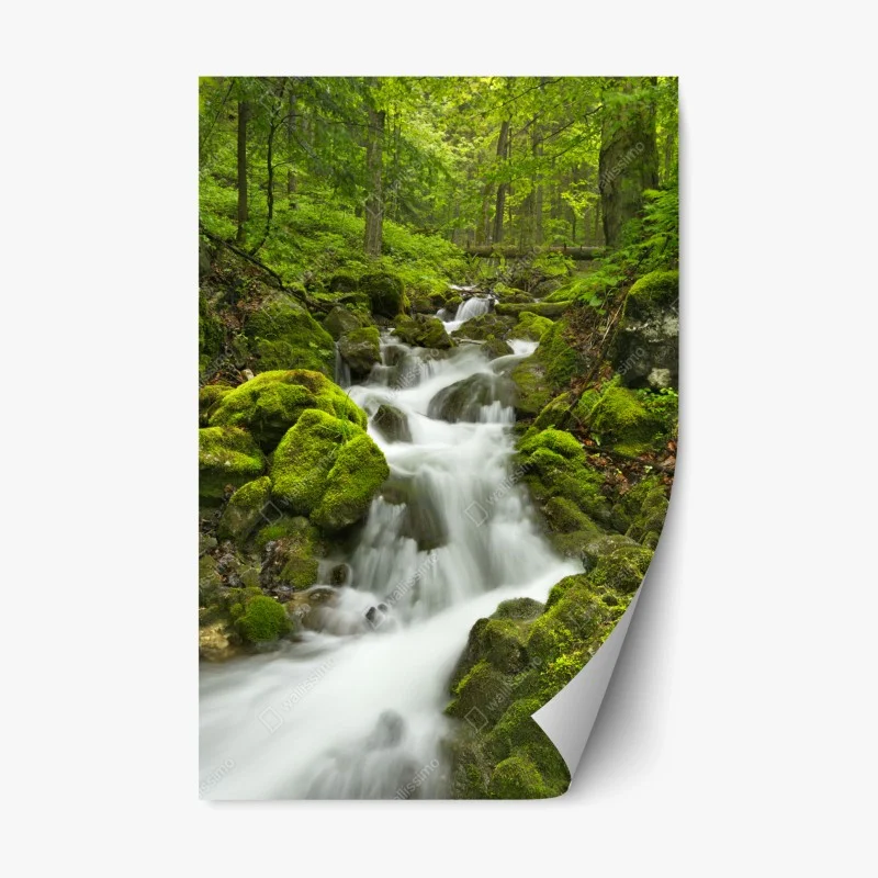 Repositionable sticker lush mossy waterfall in Slovenský Raj