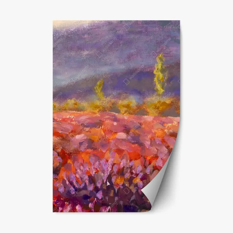 Repositionable sticker Provence lavender field painting