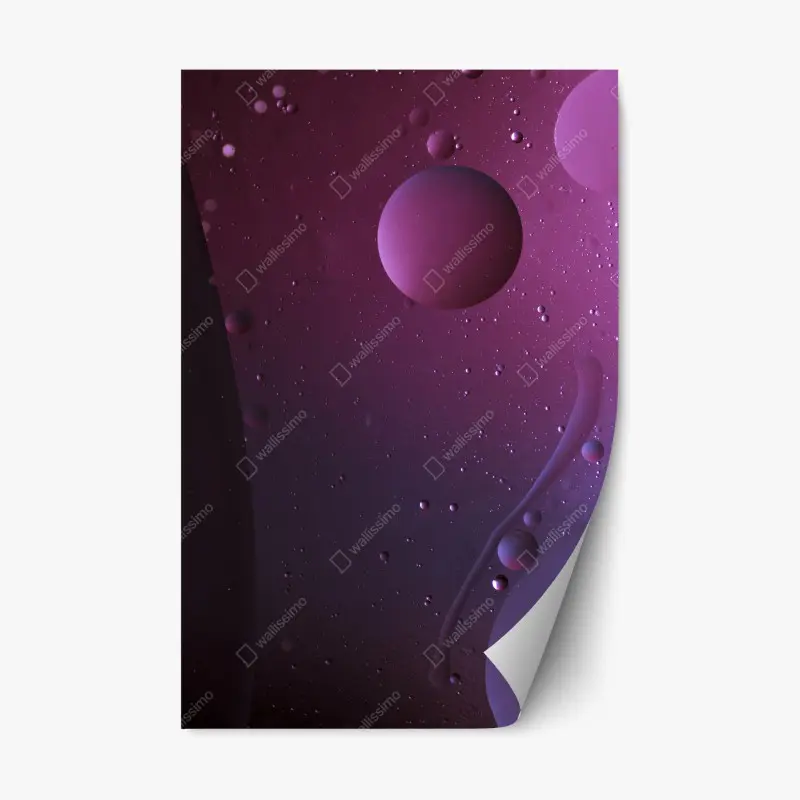 Repositionable sticker purple cosmic spheres abstract art