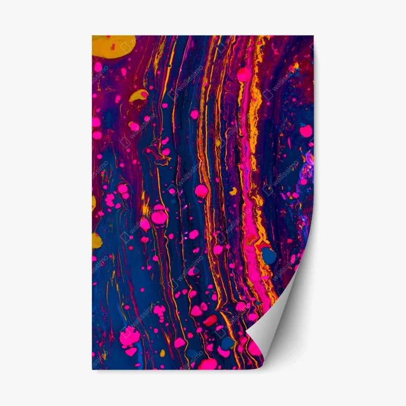 Repositionable sticker neon marbled abstract wall art