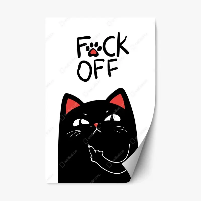 Repositionable sticker sassy black cat with attitude