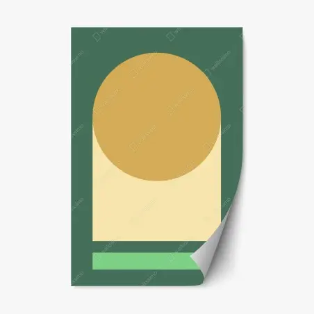 Repositionable sticker golden sun over geometric block • Wallissimo®