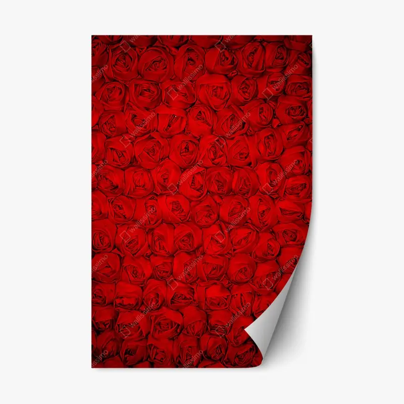 Repositionable sticker endless bed of red roses