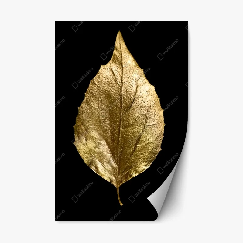 Repositionable sticker golden leaf on black