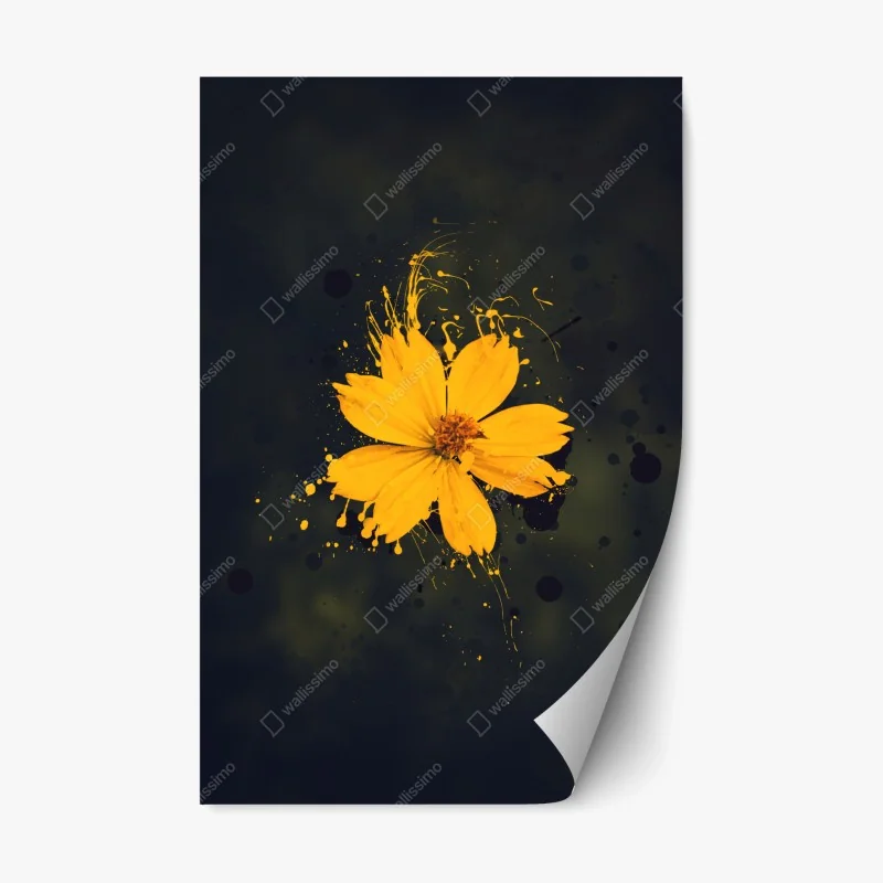 Repositionable sticker vibrant yellow bloom on dark background