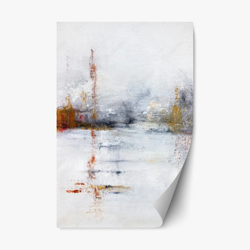 Repositionable sticker serene abstract landscape in soft neutrals