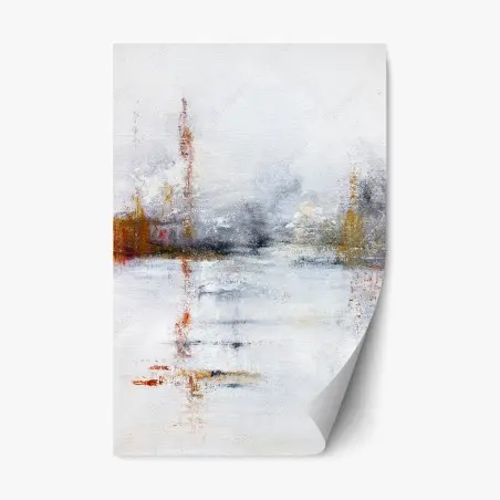 Repositionable sticker serene abstract landscape in soft neutrals • Wallissimo®