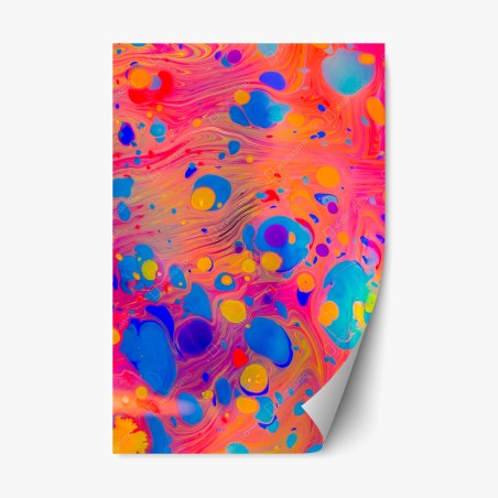 Repositionable sticker ottoman ebru marbling abstract waves • Wallissimo®
