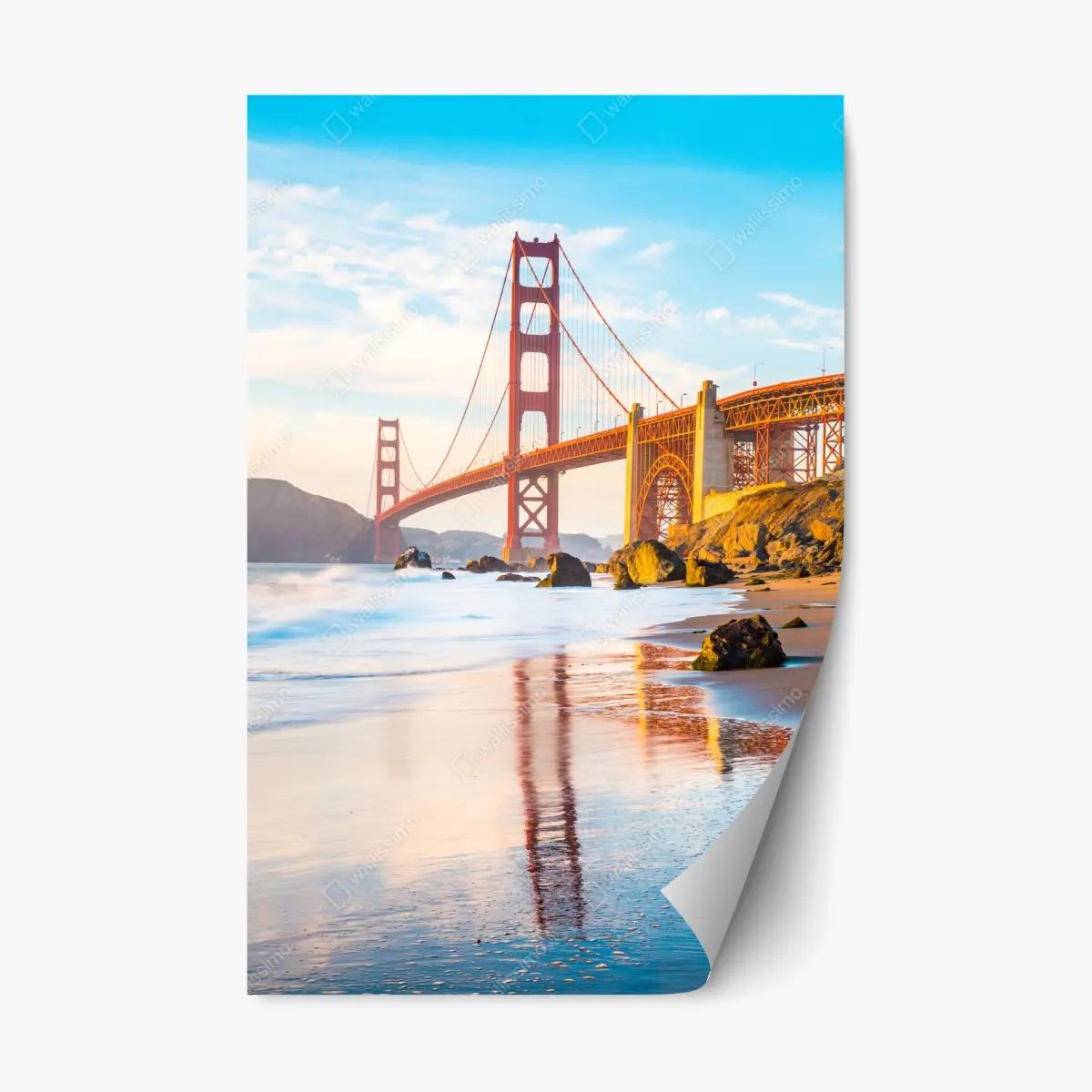 Repositionable sticker golden hour at Golden Gate Bridge, Baker Beach • Wallissimo® Repositionable sticker golden hour at Golden Gate Bridge, Baker Beach • Wallissimo®