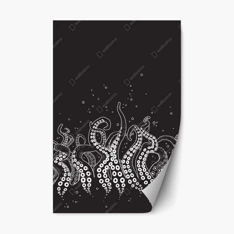 Repositionable sticker octopus tentacle pattern