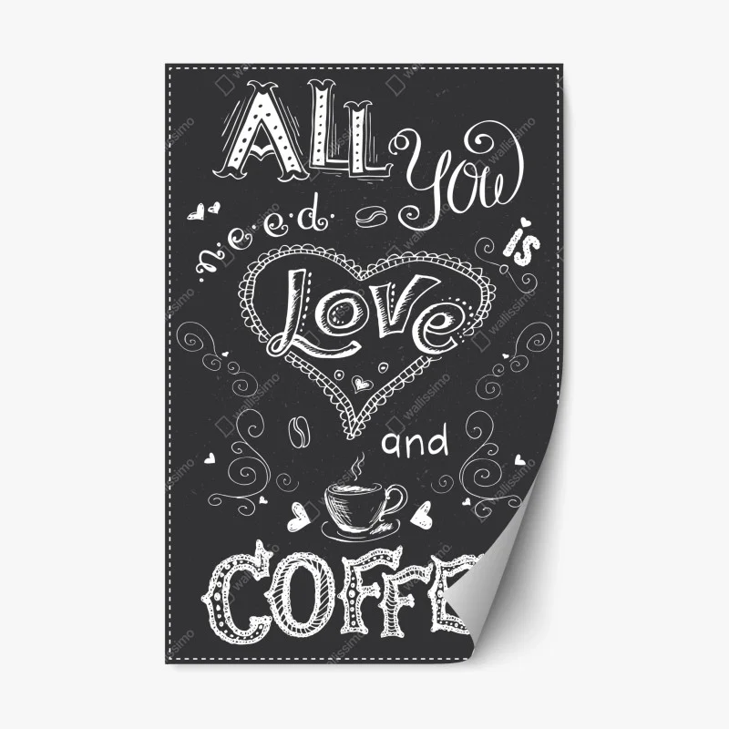 Repositionable sticker all you need is love and coffee